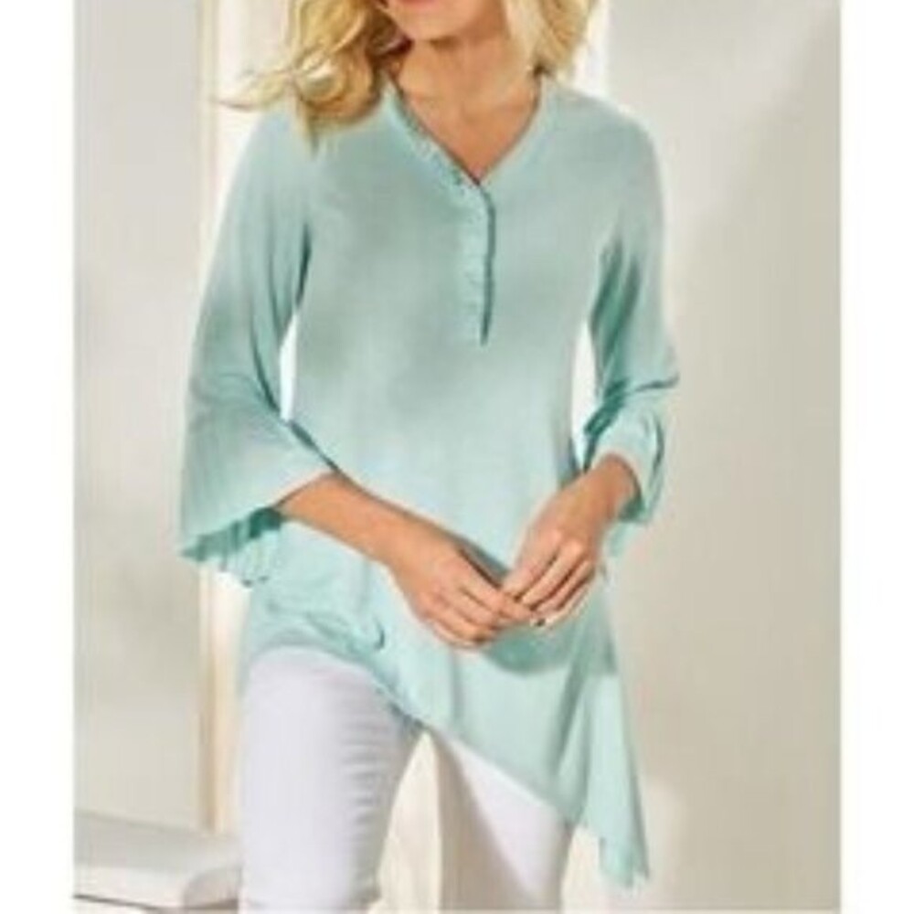 Soft Surroundings Oleander Tunic Top Teal Dust NWT Size Medium